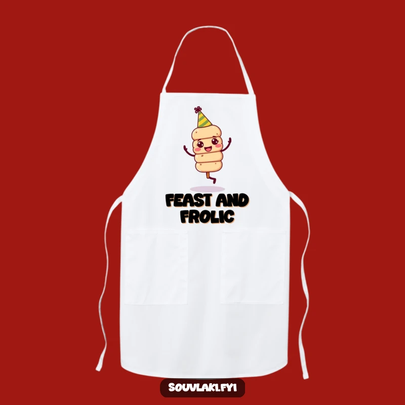 Funny Souvlaki Skewer Party Chef Apron - Jovial Dancer Kitchen Funny Gift