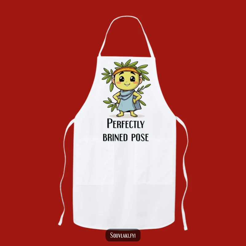 Funny Greek Olive Pose Apron: Confident Chef Olive Wears Humor, Great Funny Gift