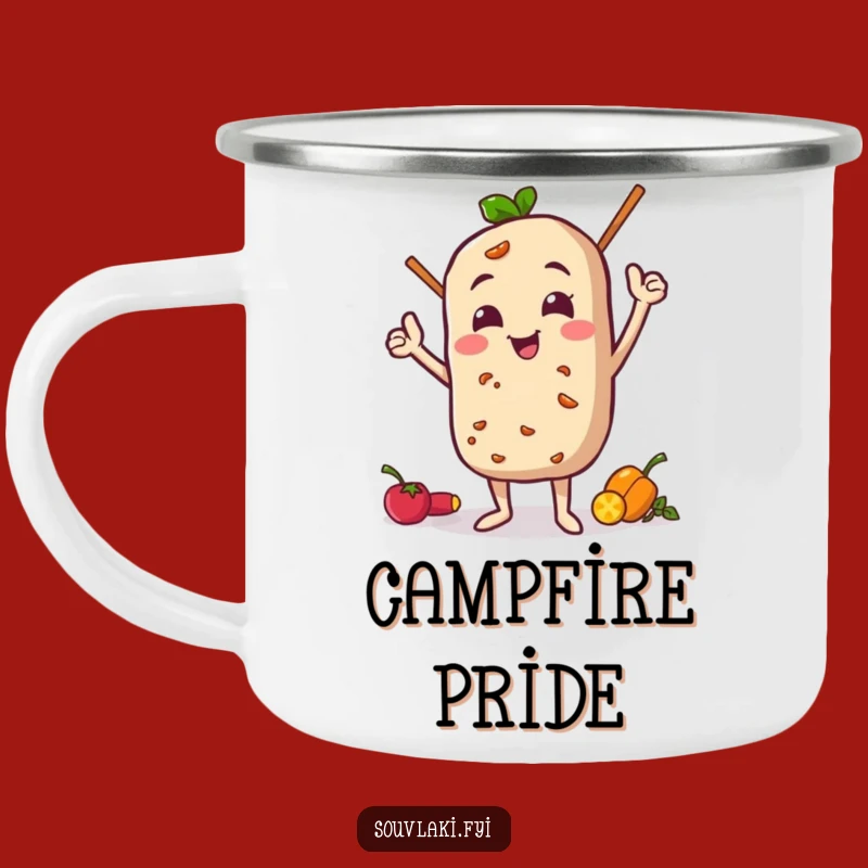 Funny Souvlaki Pose Camping Mug: Proud Character - Humorous Outdoor Gift