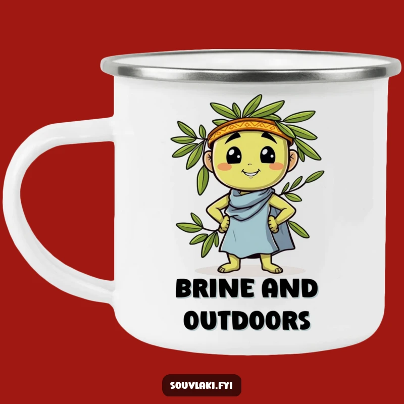 Funny Greek Olive Pose Camping Mug: Confident Olive For Adventures, Unique Funny Gift