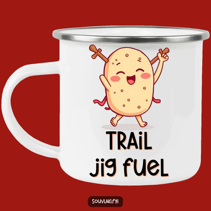 Funny Souvlaki Jig Camping Mug: Winking Greek Treat for Outdoor Adventures