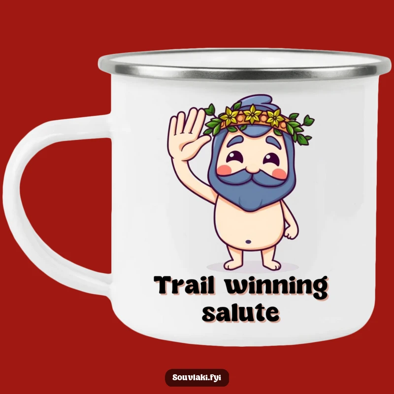 Funny Souvlaki Salute Camping Mug: Adventure Victoriously with Humor