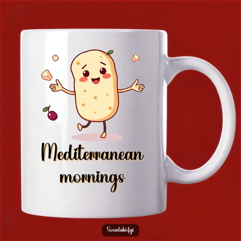 Funny Dancing Pita Mug - Juggling Food Character Gift for Mediterranean Lovers