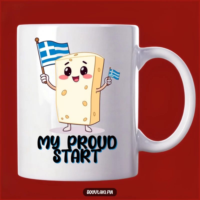 Funny Feta Cheese Greek Flag Mug: Proudly Salty Gift