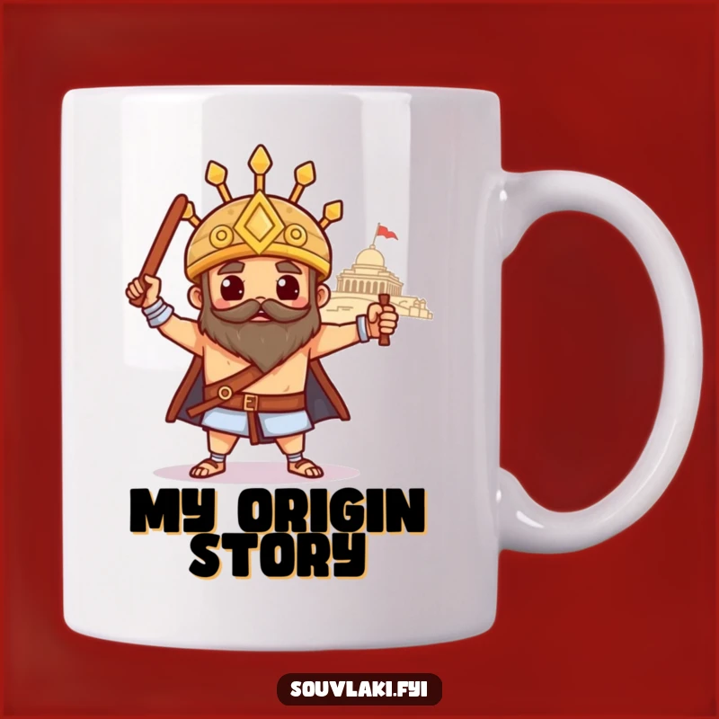 Funny Souvlaki Temple Pose Mug - Heroic Greek Food Gift for History Buffs