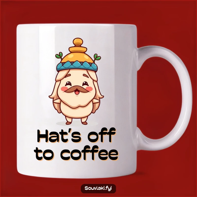 Funny Souvlaki Hat Mug - Adorable Greek Food Cartoon, Perfect Humorous Gift