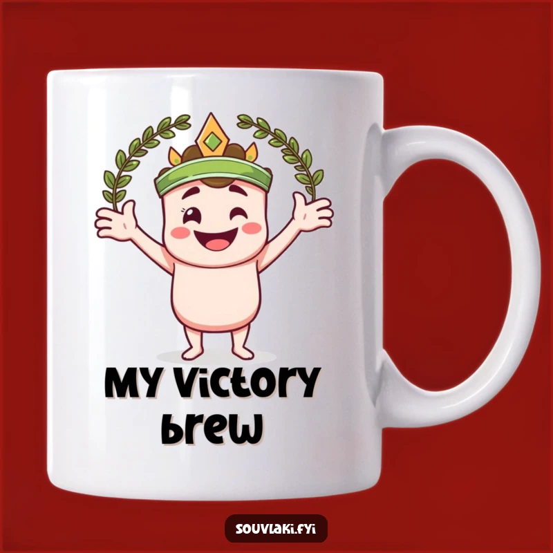 Funny Souvlaki Laurel Wreath Mug - Victorious Skewer Character Gift
