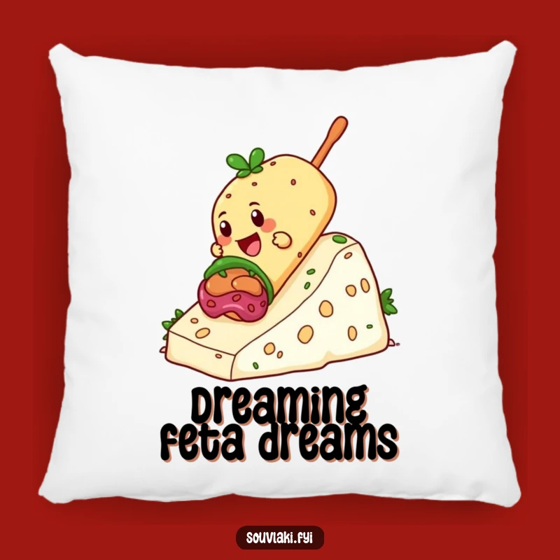 Funny Souvlaki Feta Pillow: Cozy Comfort with Cheesy Humor