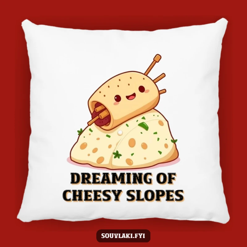 Funny Souvlaki Feta Hill Pillow: Comfy Cuddles with Hilarious Greek Food!