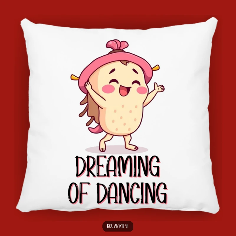 Funny Souvlaki Jig Pillow: Comfy Skewer Dancer, Perfect Humorous Accent