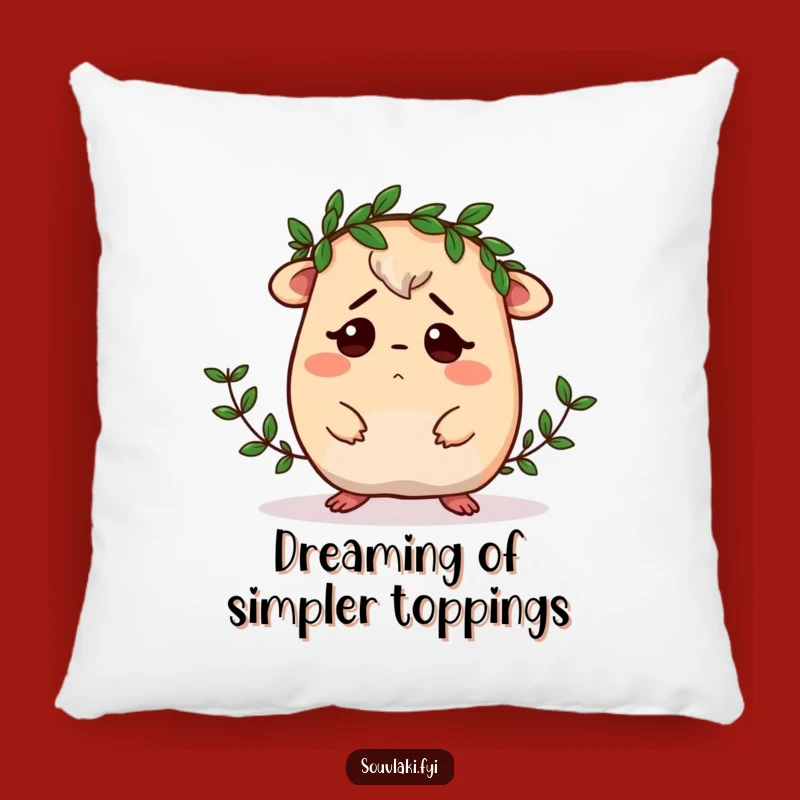 Funny Moussaka Pillow: Comfy Confusion with a Laurel Wreath Accent!