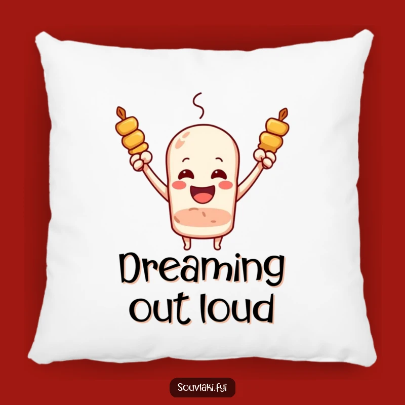 Funny Souvlaki Skewer Cheering Pillow - Joyous Arms Raised Cozy Funny Gift
