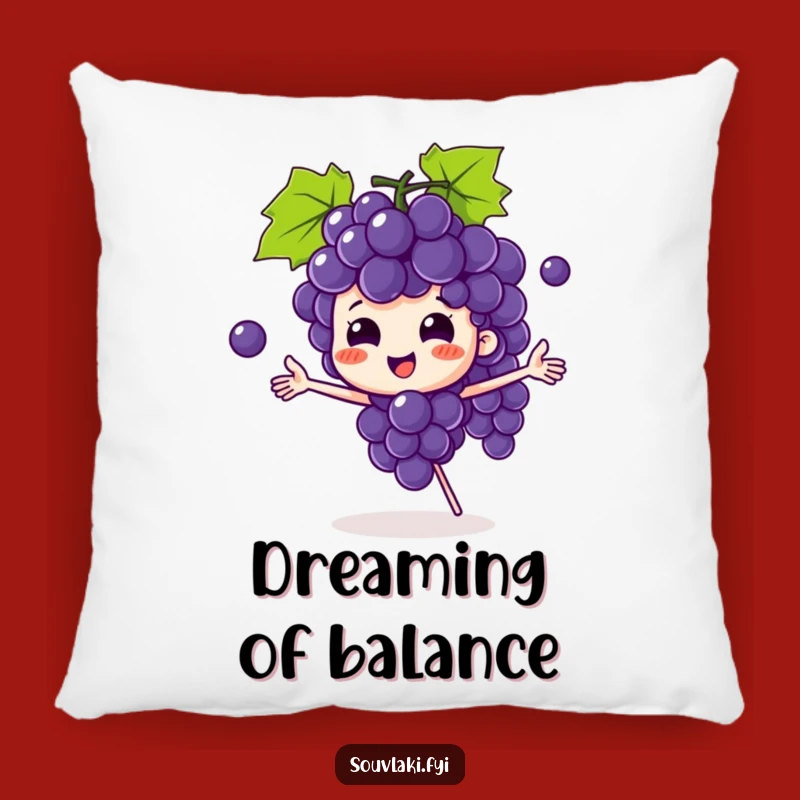 Funny Grape Bunch Pillow: Juggling Character Grapes Comfort, Hilarious Decor!