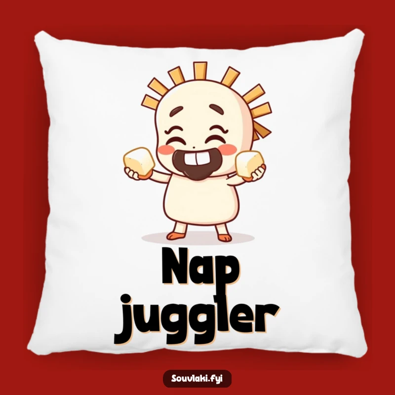 Funny Souvlaki Feta Juggling Pillow - Grinning Skewer Cushion