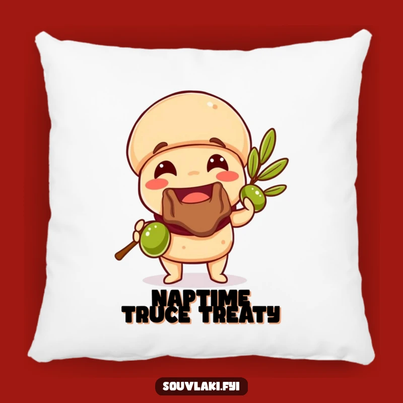 Funny Souvlaki Olive Branch Pillow: Cozy Comfort with Humorous Greek Vibes