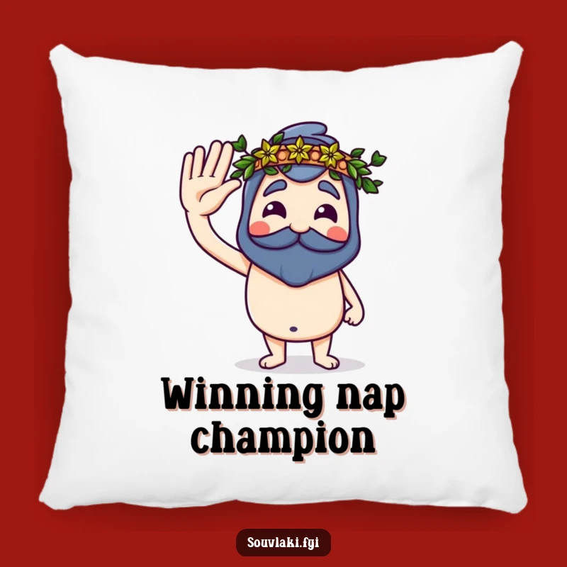 Funny Souvlaki Salute Pillow: Cozy Comfort with Humorous Victory