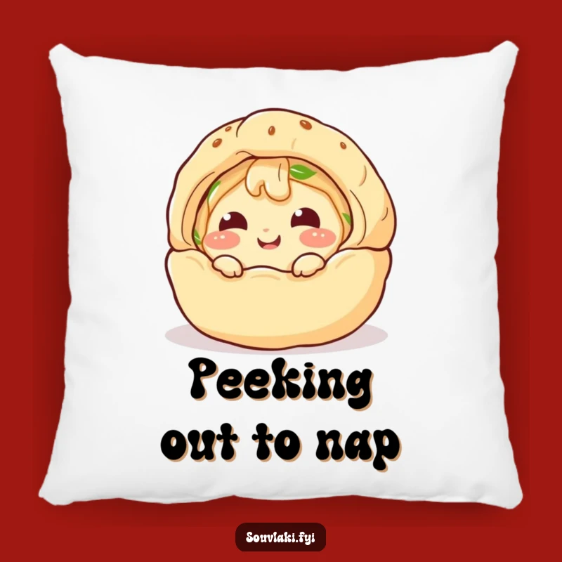 Funny Spanakopita Peek Pillow: Giggling Pastry Adds Cozy Humor, Cute Funny Gift