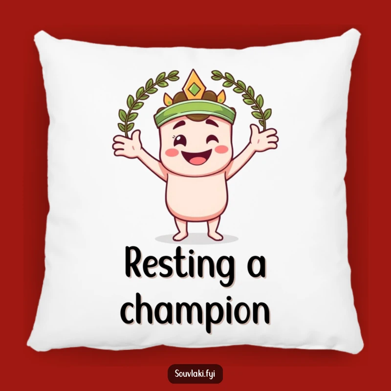 Funny Souvlaki Laurel Wreath Pillow - Cozy Victorious Cushion