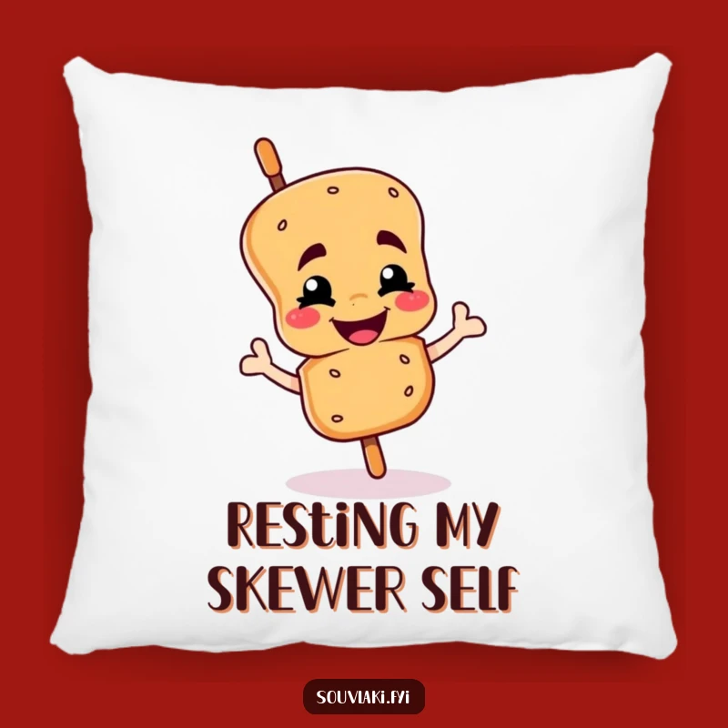 Funny Souvlaki Skewer Pillow: Cozy Winking Character Comfort Gift