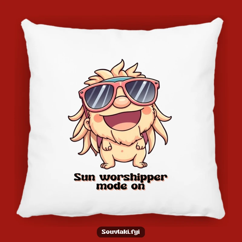 Funny Souvlaki Pillow: Cool Character Sunshine for Cozy Comfort