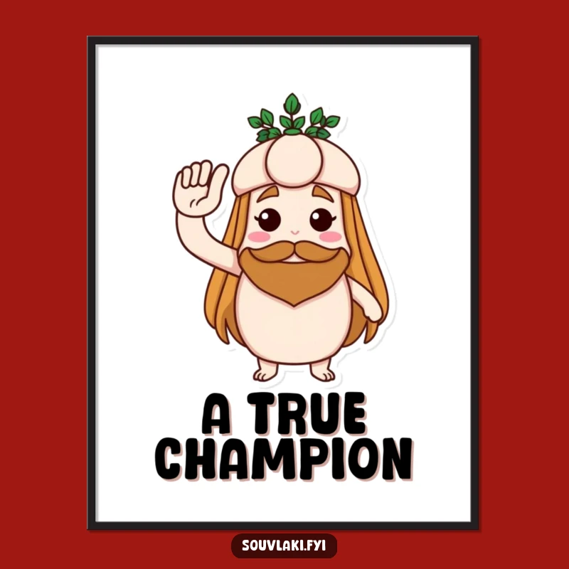 Funny Souvlaki Salute Digital Art - Printable Heroic Pride