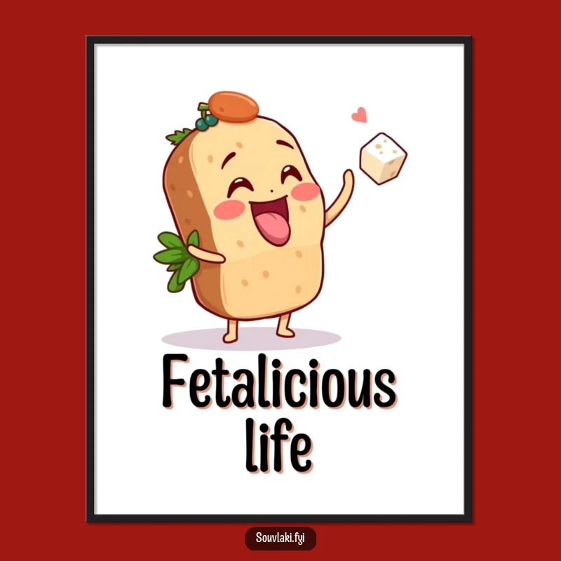 Funny Souvlaki Feta Toss Digital Art Print - Instant Foodie Fun for Walls