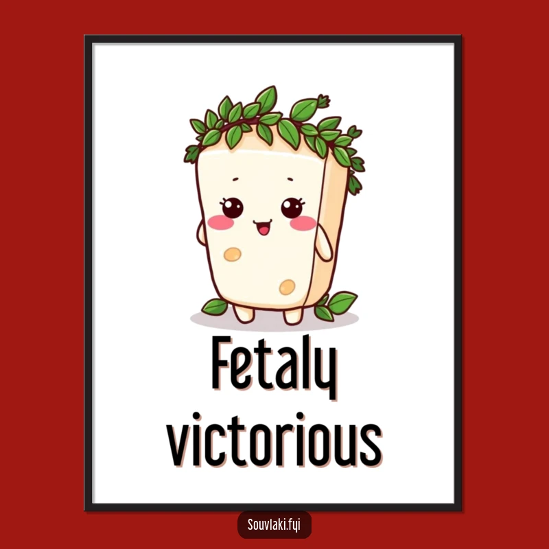 Funny Feta Cheese Laurel Digital Art Print: Silly Victorious Wall Decor