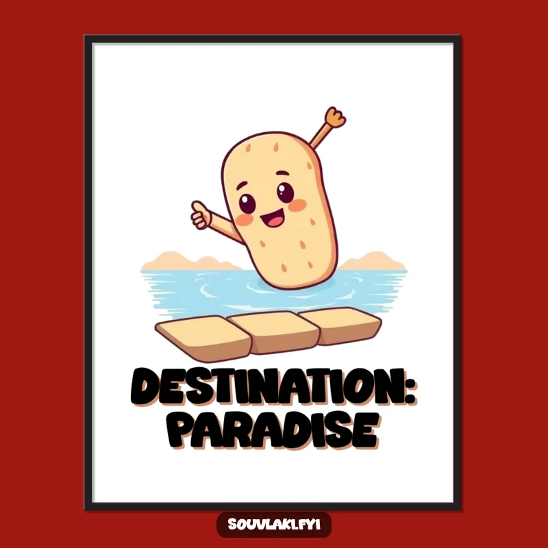 Funny Dramatic Souvlaki Digital Art: Instant Coastal Dreams for Your Walls