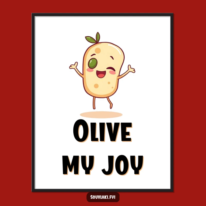 Funny Pita Dance Digital Art Print: Cheerful Olive-Eyed Wall Decor Gift