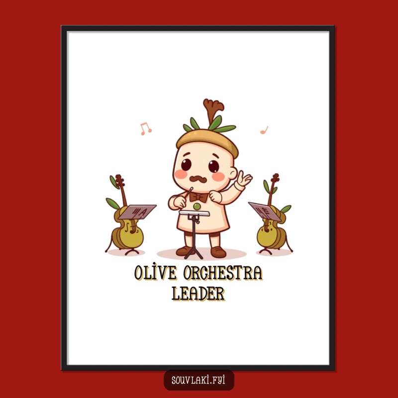 Funny Souvlaki Conductor Digital Art - Olive Orchestra Maestro Design