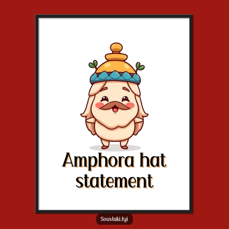 Funny Souvlaki Hat Digital Art - Greek Food Cartoon Download, Instant Decor
