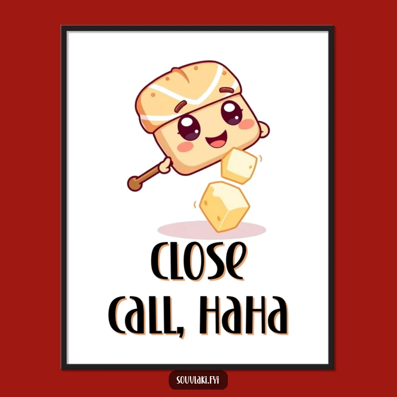 Funny Souvlaki Skewer Feta Fiasco Digital Art - Giggling Decor, Hilarious Funny Gift