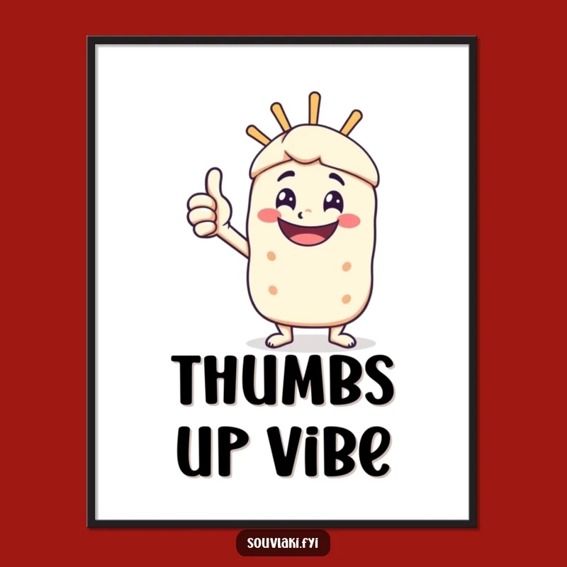 Funny Souvlaki Thumbs Up Digital Art - Happy Skewer Character Design