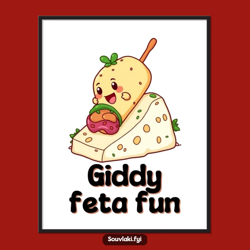 Funny Souvlaki Feta Digital Print: Instant Cheesy Humor Art