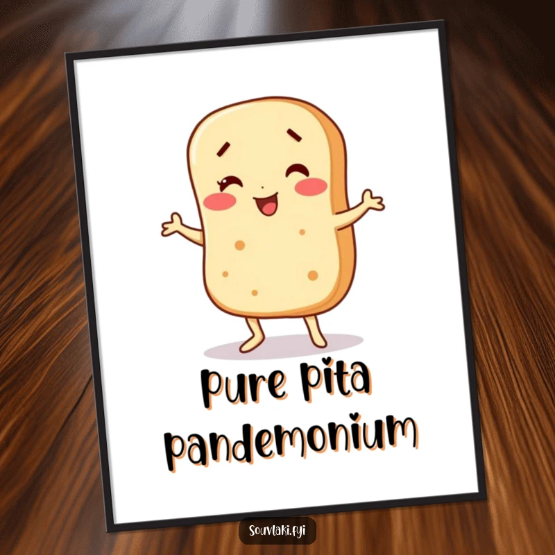 Funny Digital Art Print: A pita bread character does a funny wobble dance. Instant fun decor.