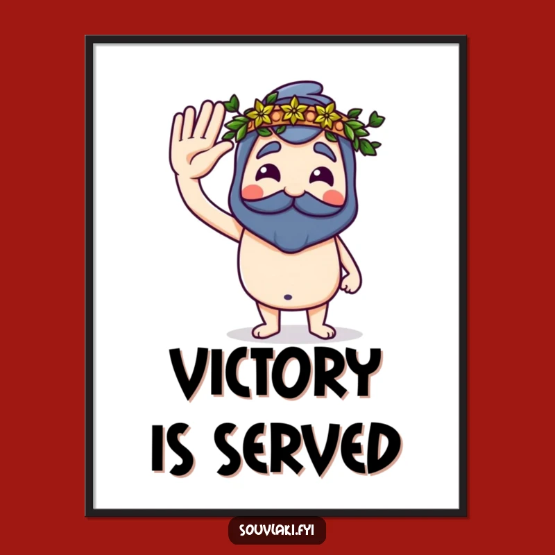 Funny Souvlaki Salute Digital Print: Instant Greek Victory Art