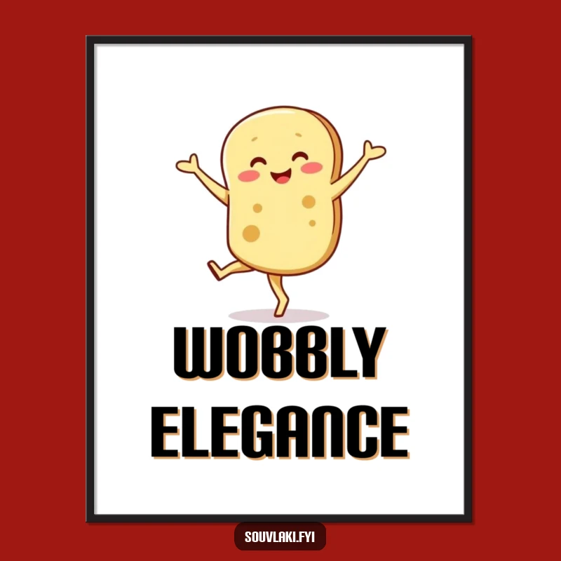 Funny Pita Pirouette Digital Art - Humorous Wobbly Bread Character Design