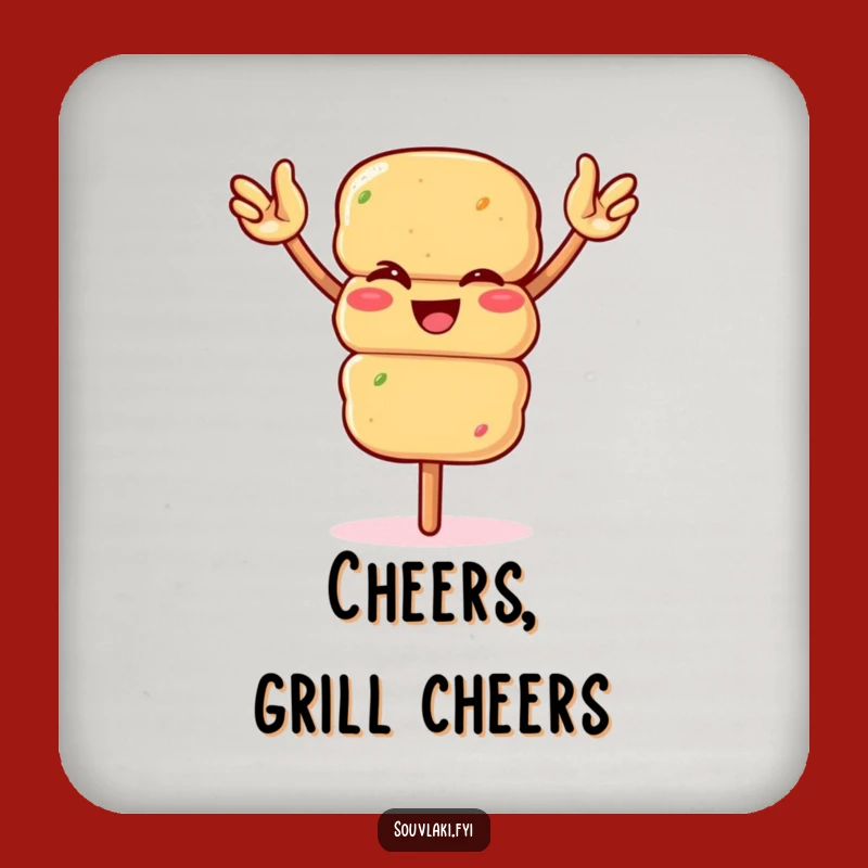 Funny Winking Souvlaki Coaster - Protect Surfaces with BBQ Fun Gift