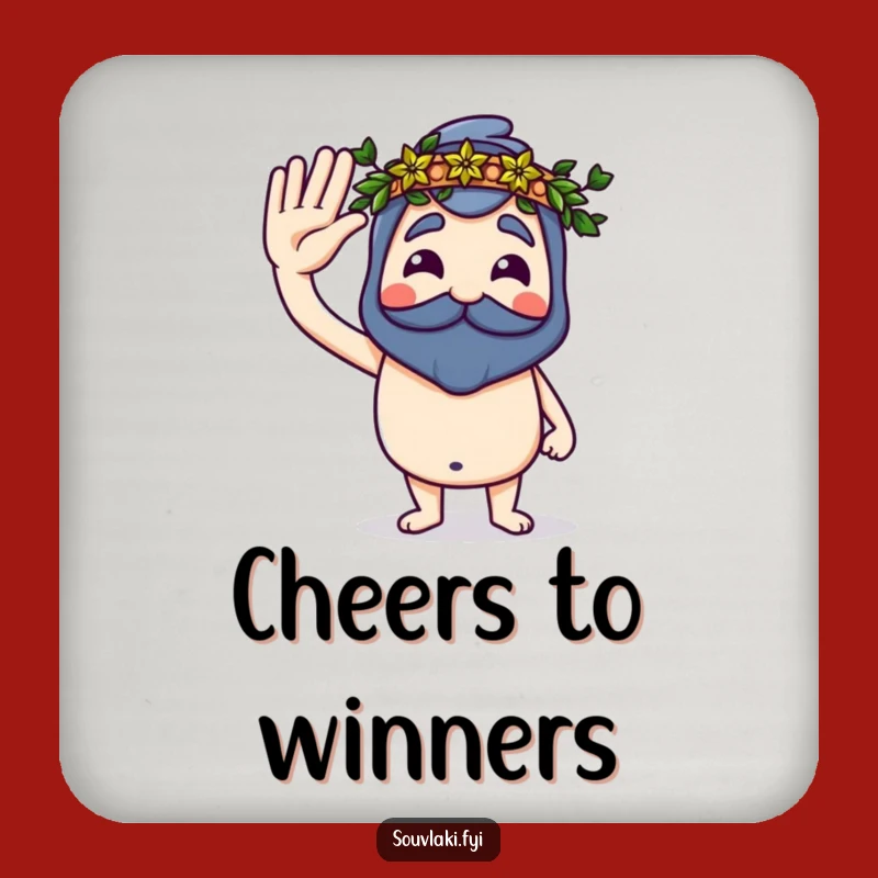 Funny Souvlaki Salute Coasters: Protect Surfaces with Humorous Victory