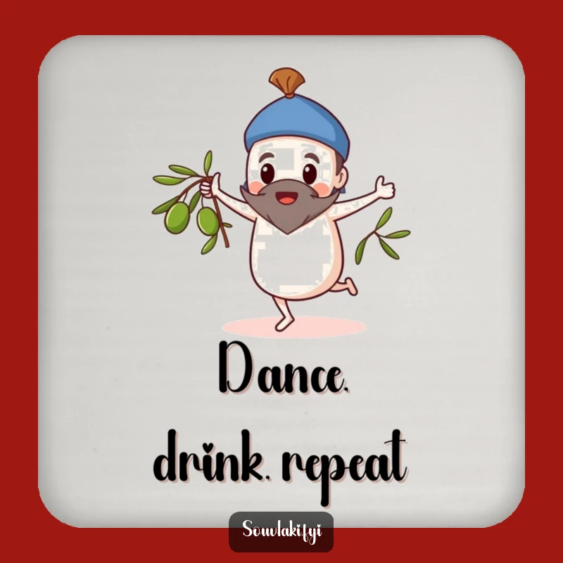 Funny Souvlaki Coasters: Dancing Character for Whimsical Tables