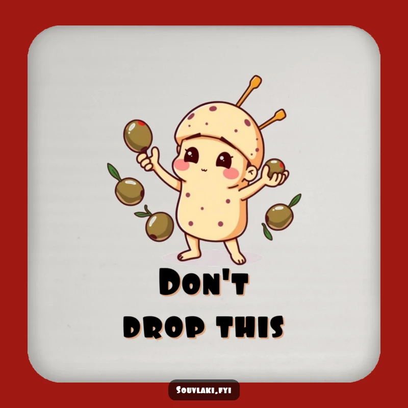 Funny Juggling Souvlaki Drink Coaster: Protect Surfaces with Kitchen Humor