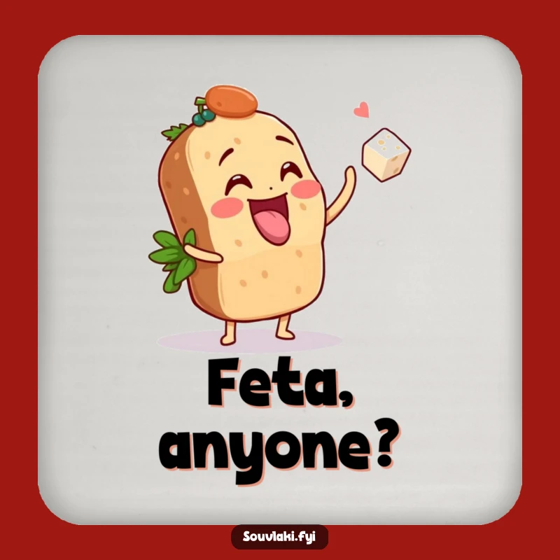 Funny Souvlaki Feta Toss Coaster - Add Playful Fun to Your Table