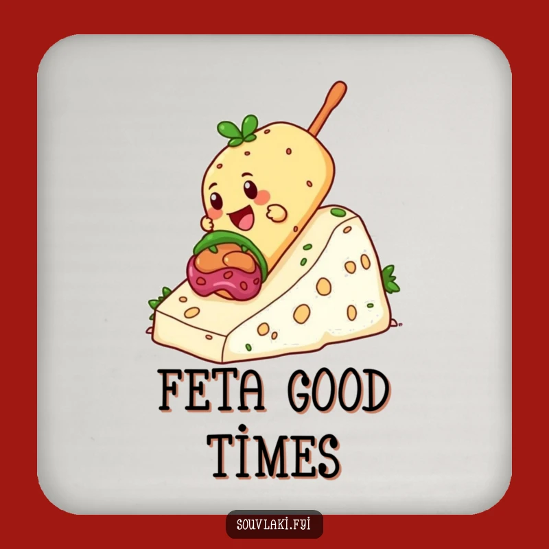 Funny Souvlaki Feta Coasters: Protect Surfaces with Cheesy Humor