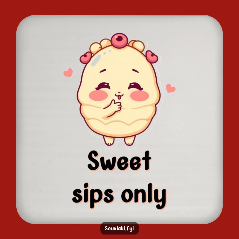 Funny Baklava Kiss Coaster - Cute Pastry Character Drink Accessory