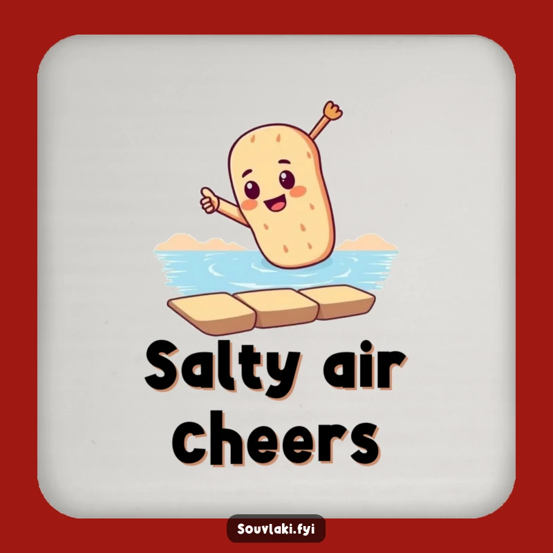 Funny Dramatic Souvlaki Drink Coaster: Protect Surfaces with Coastal Charm