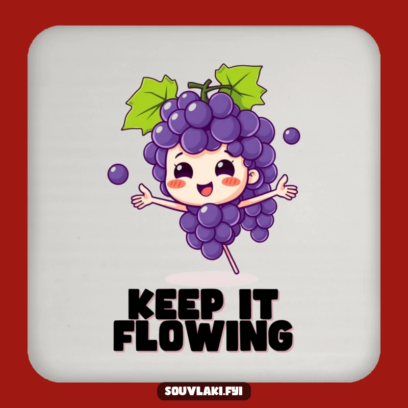 Funny Grape Bunch Coaster: Juggling Character Grapes, Protect Surfaces with Humor!
