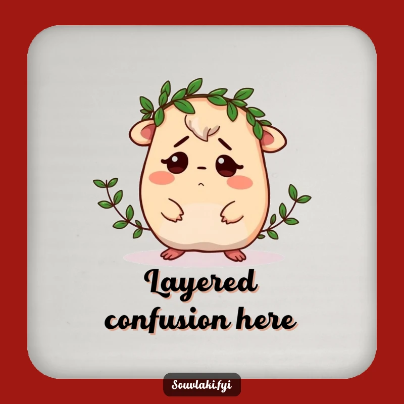 Funny Moussaka Coaster: Protect Surfaces from Confused Spills!