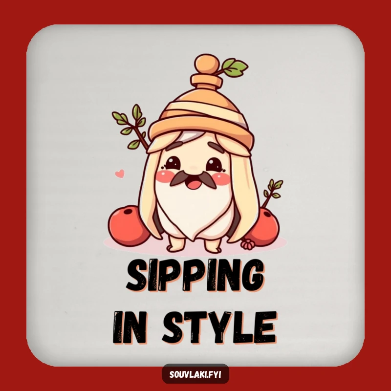 Funny Souvlaki Amphora Hat Coaster: Protect Surfaces with Greek Style