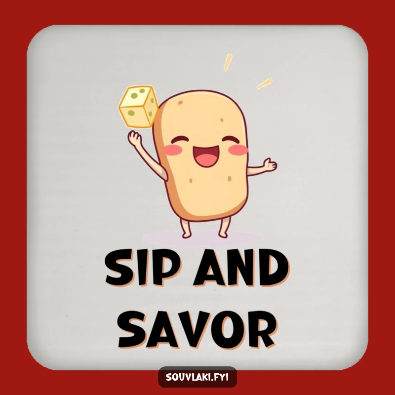 Funny Souvlaki Coaster: Protect Surfaces with Playful Greek Food Art Gift