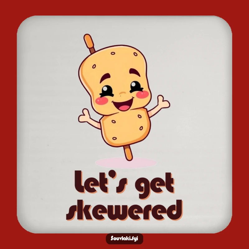 Funny Souvlaki Skewer Coaster Set: Winking Character Drink Protection Gift